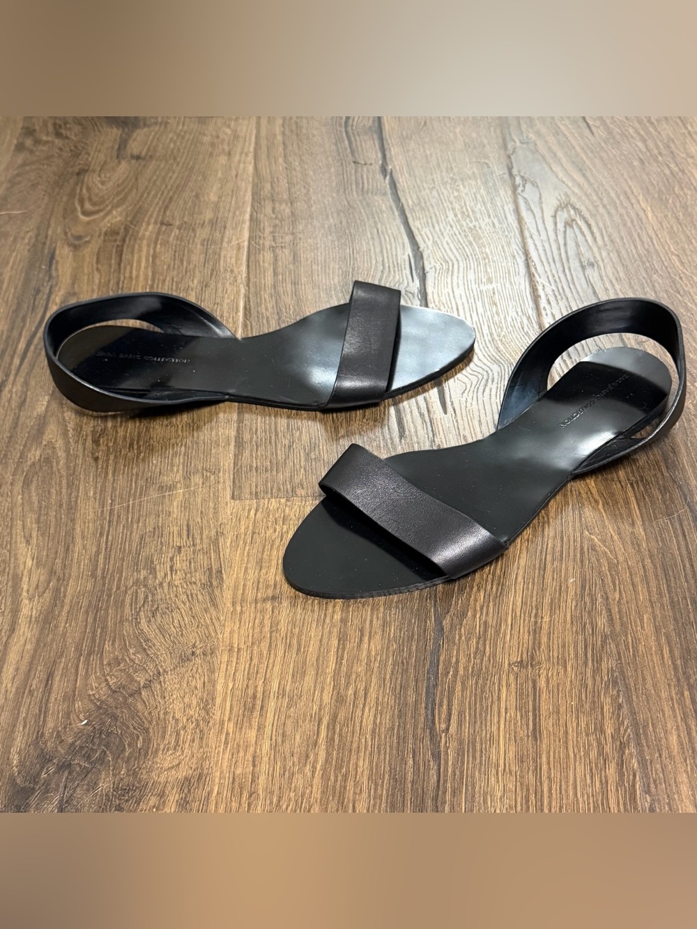 Zara leather Women’s Black Minimal Leather Flat Sandals - Picture 4 of 6